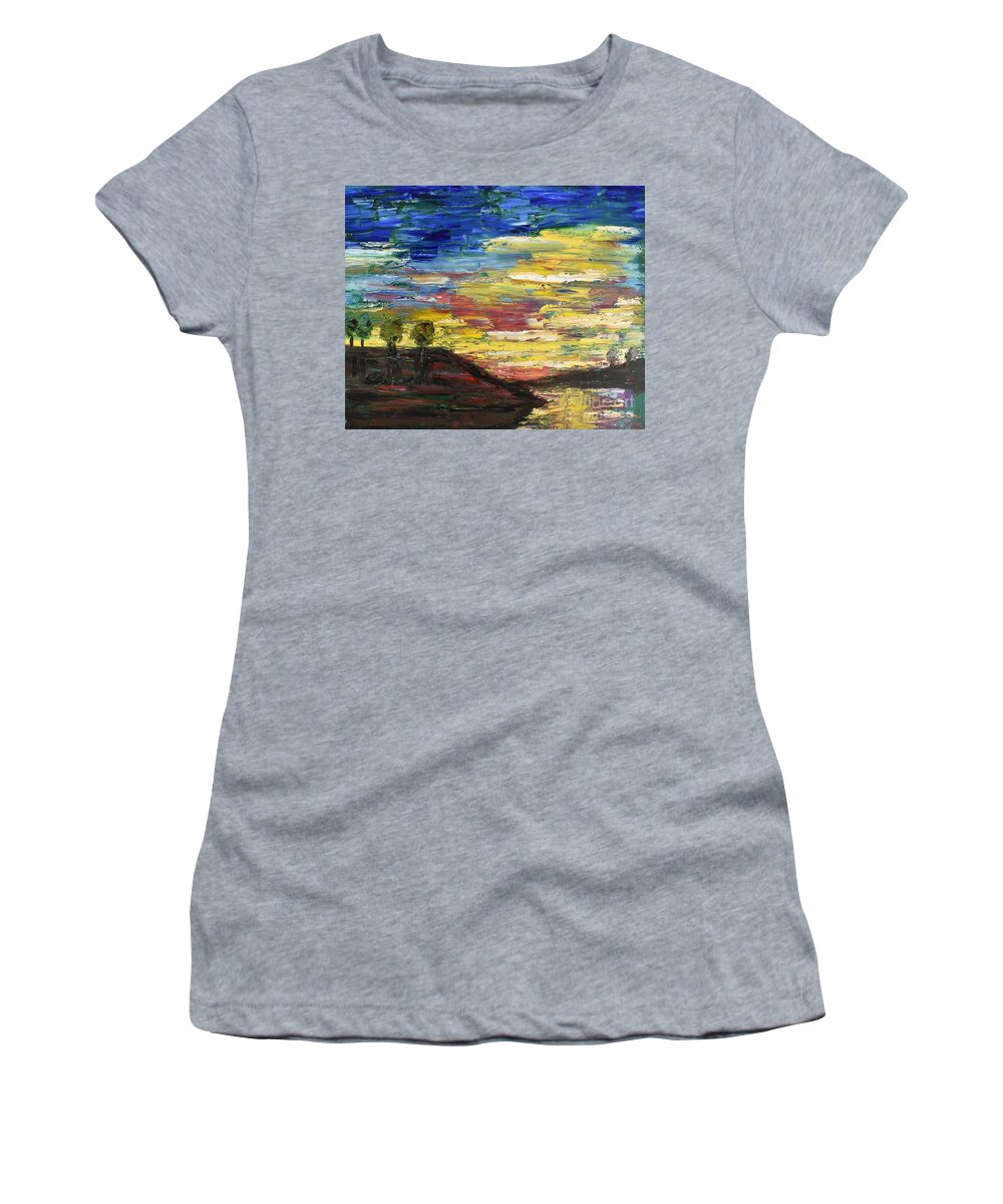 Impressionism Women's T-Shirt featuring the painting Evening Meditation by Monika Shepherdson