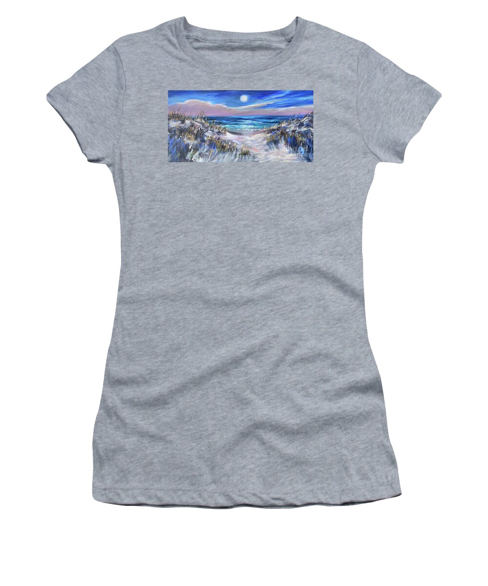 Nighttime Women's T-Shirt featuring the painting Evening Shadows by Linda Olsen