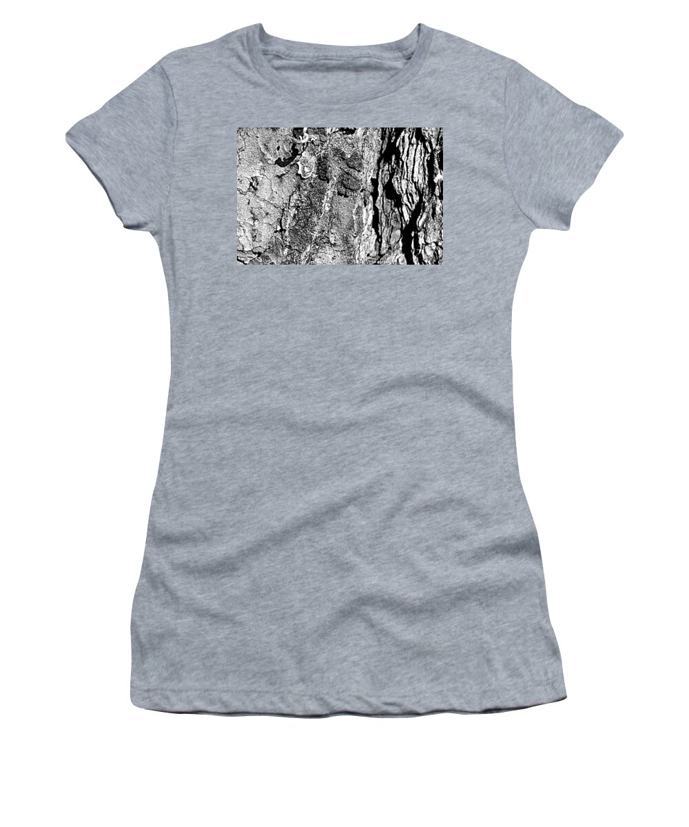 Wood Women's T-Shirt featuring the photograph EXPOSED Pine Bark BW by Lee Darnell