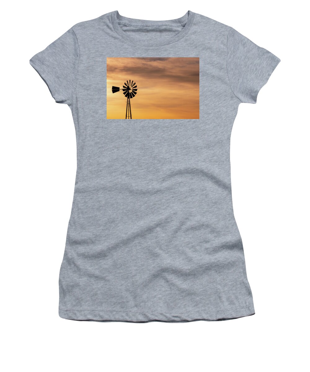 Windmill Women's T-Shirt featuring the photograph Facing the Sunrise by Darren White