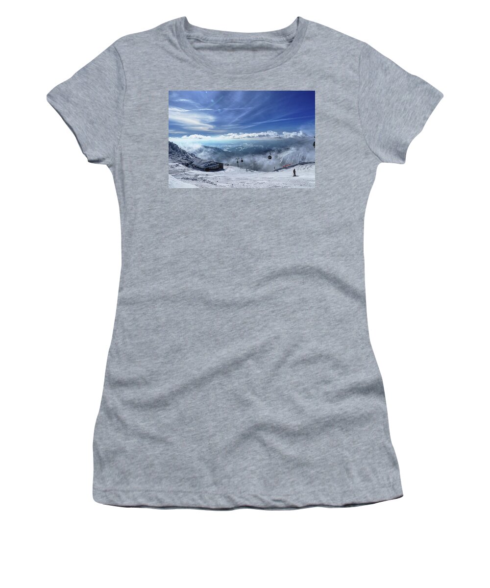 Hoarfrost Women's T-Shirt featuring the photograph Fairy-tale view on cottage in Chopok in Low Tatras by Vaclav Sonnek