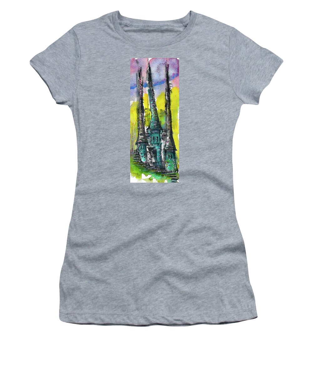 Fairytale Women's T-Shirt featuring the mixed media Fairytale Castle 1121 by Jason Nicholas