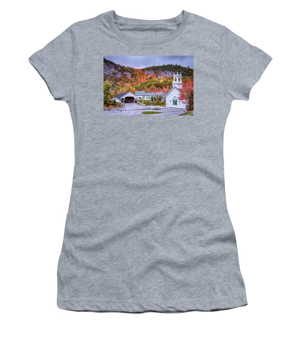 Stark Nh Women's T-Shirt featuring the photograph Fall Colors over Stark NH by Jeff Folger