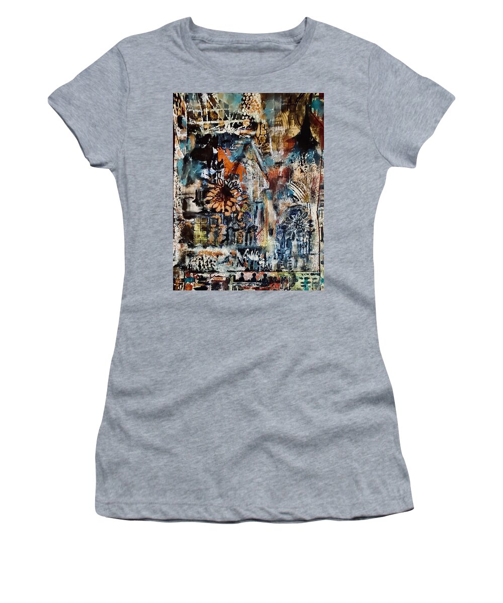 #church Women's T-Shirt featuring the painting Fall Event by Tommy McDonell