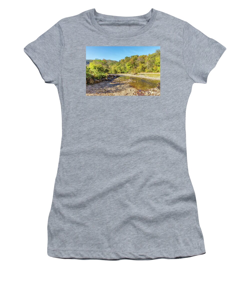 Buffalo National River Women's T-Shirt featuring the photograph Fall Hiking Buffalo National River by Jennifer White