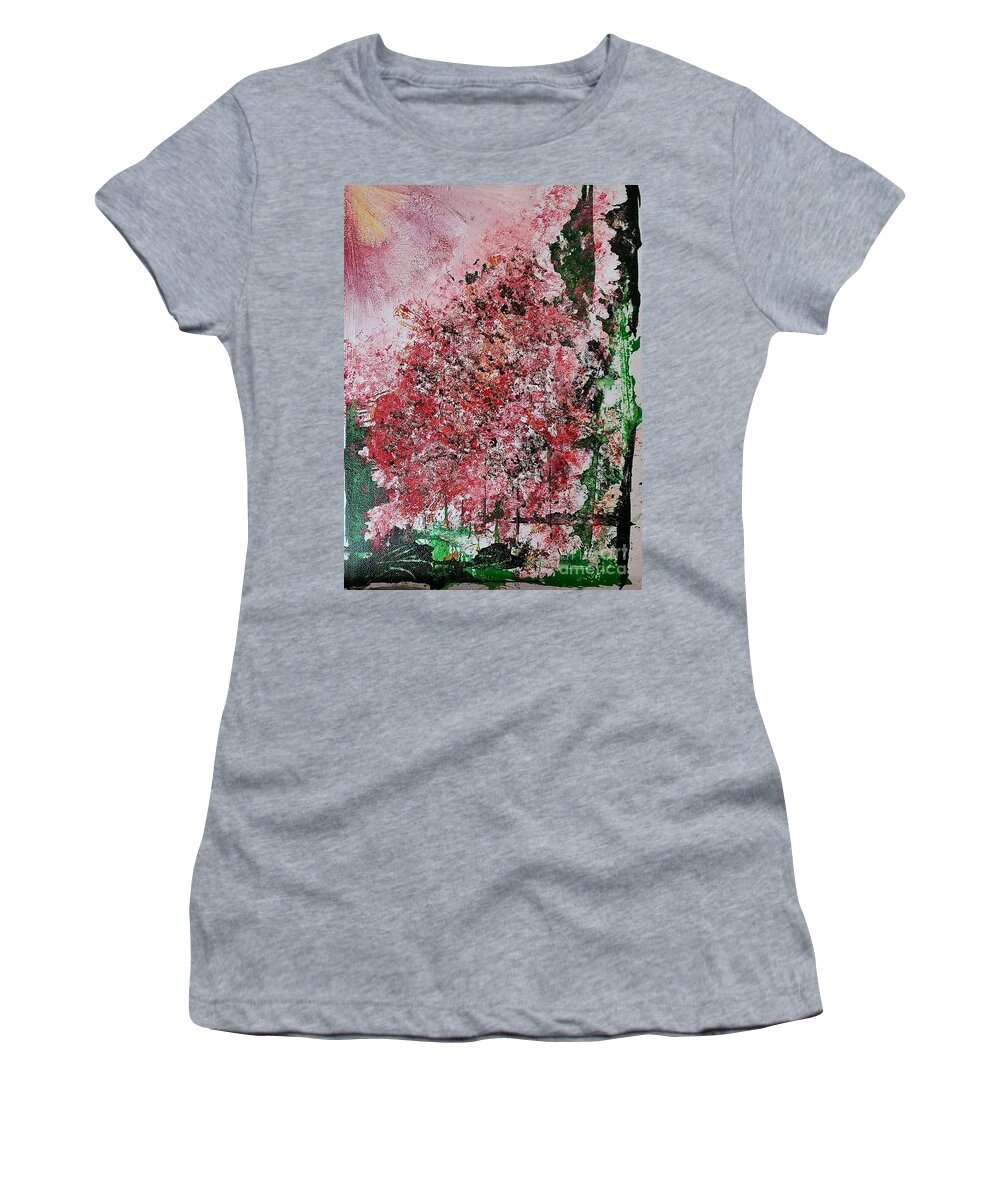 Red Women's T-Shirt featuring the painting Fall Mess by Magda Levin