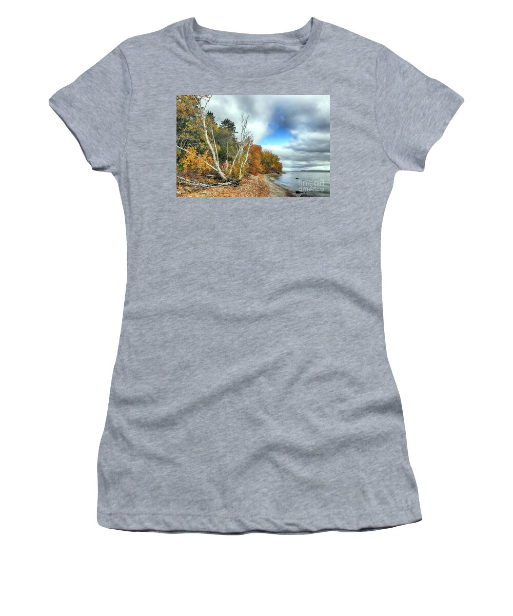 Hecla Island Women's T-Shirt featuring the photograph Fall on Hecla Island by Teresa Zieba