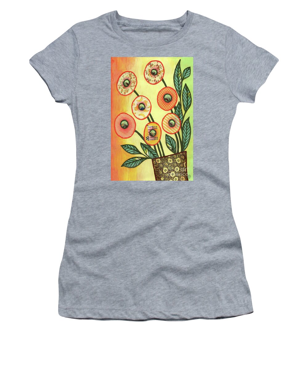 Flowers In A Vase Women's T-Shirt featuring the painting Fall Picnic Bouquet by Amy E Fraser