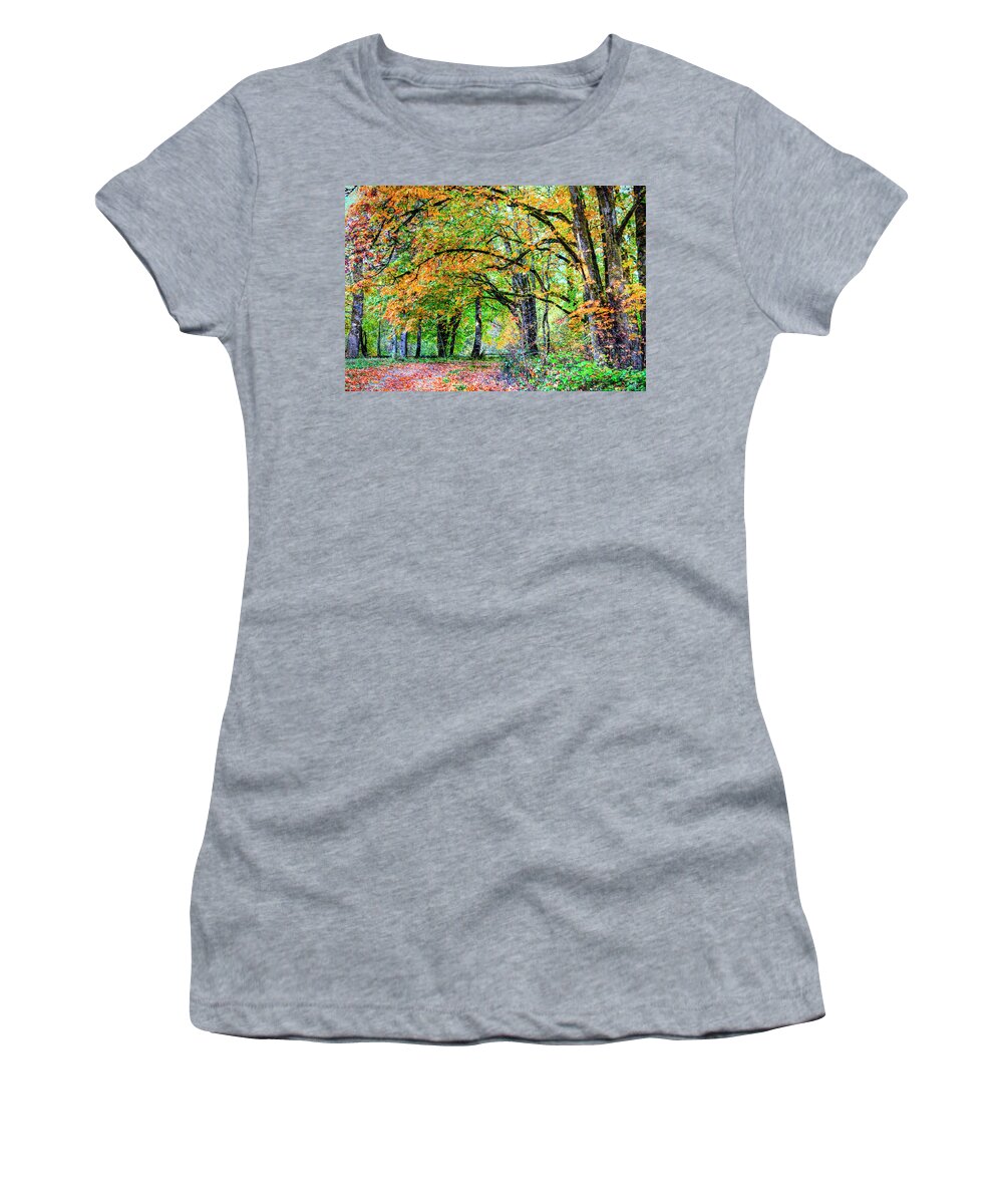 Fine Art Women's T-Shirt featuring the photograph Fall Walk by Greg Sigrist