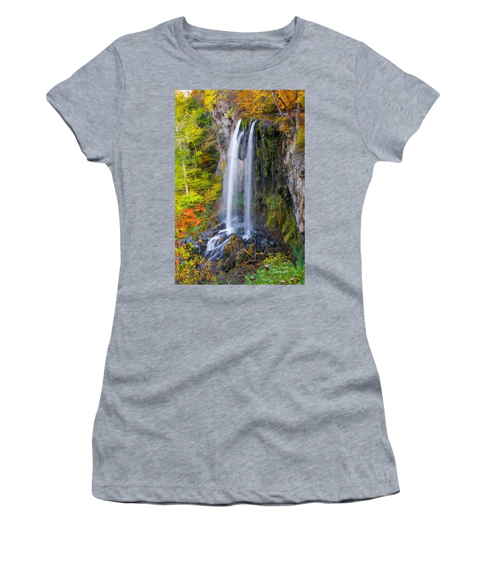 Waterfall Women's T-Shirt featuring the photograph Falling Spring Falls by Dale R Carlson