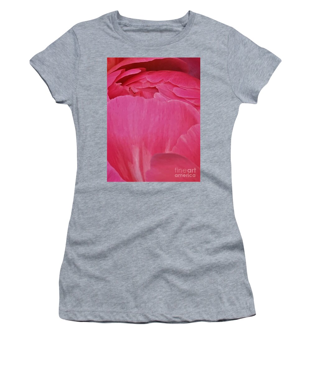 Peony Women's T-Shirt featuring the photograph Fan Dancer by Tiesa Wesen