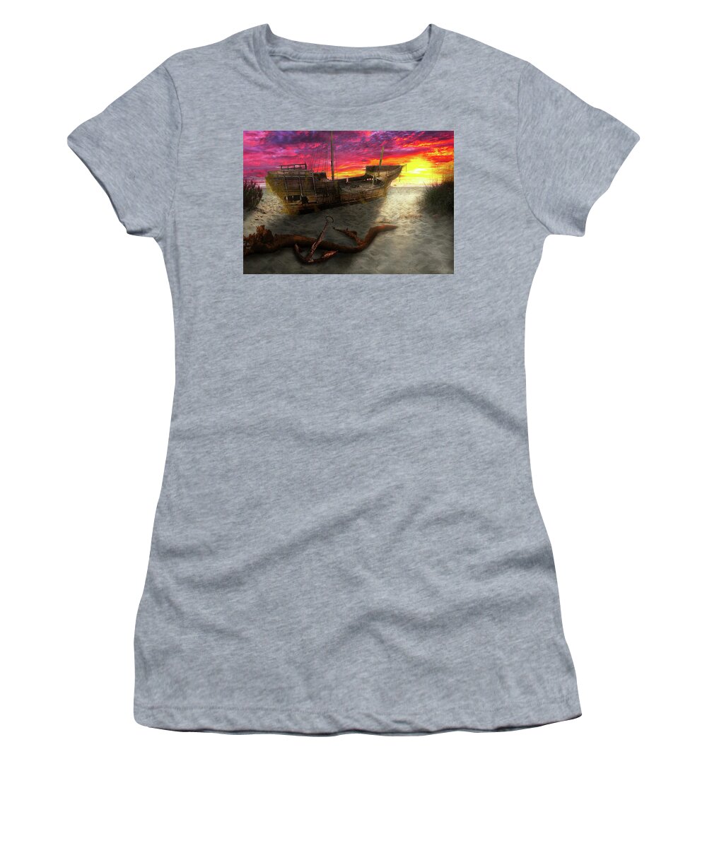 Seascape Women's T-Shirt featuring the photograph Fantasy - The treasure of No Beard the Pirate by Mike Savad