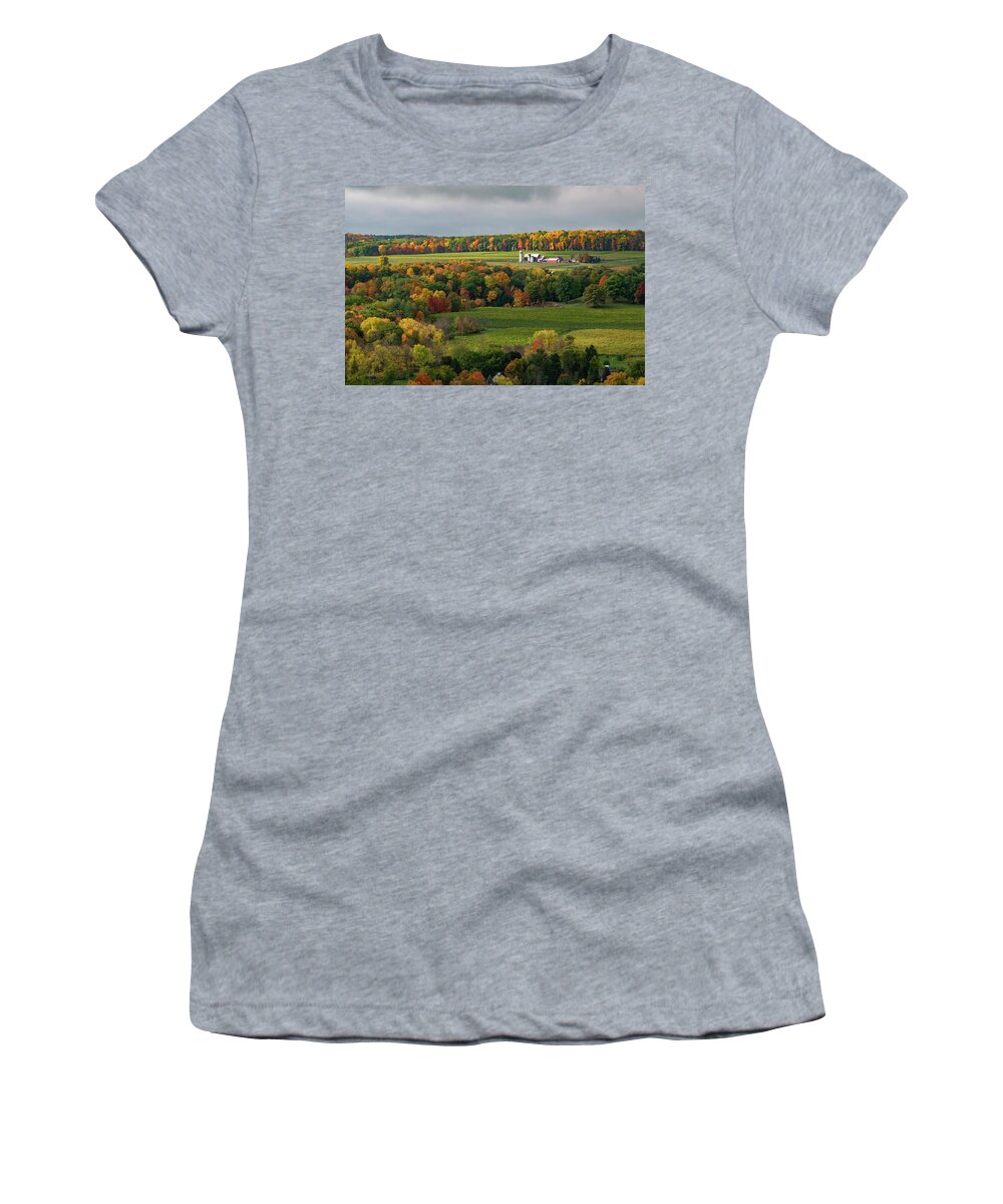 Farm Women's T-Shirt featuring the photograph Farmhouse Among the Autumn Colors by Nicole Lloyd