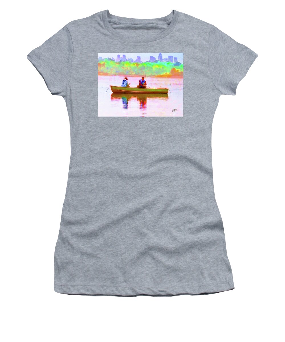 Fishing Women's T-Shirt featuring the painting Father and Son Time by CHAZ Daugherty