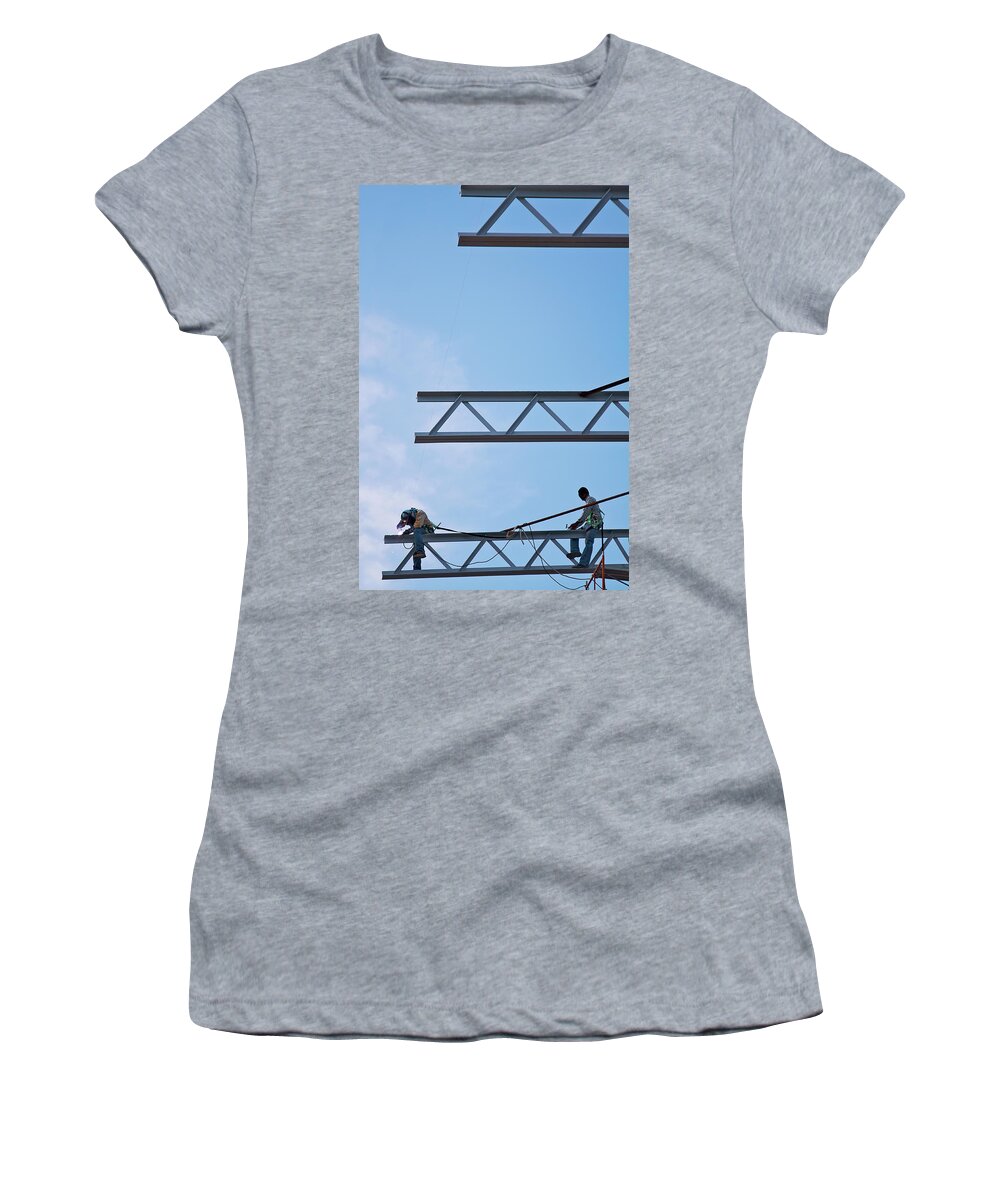 Panama Women's T-Shirt featuring the photograph Fearless sky workers by Tatiana Travelways