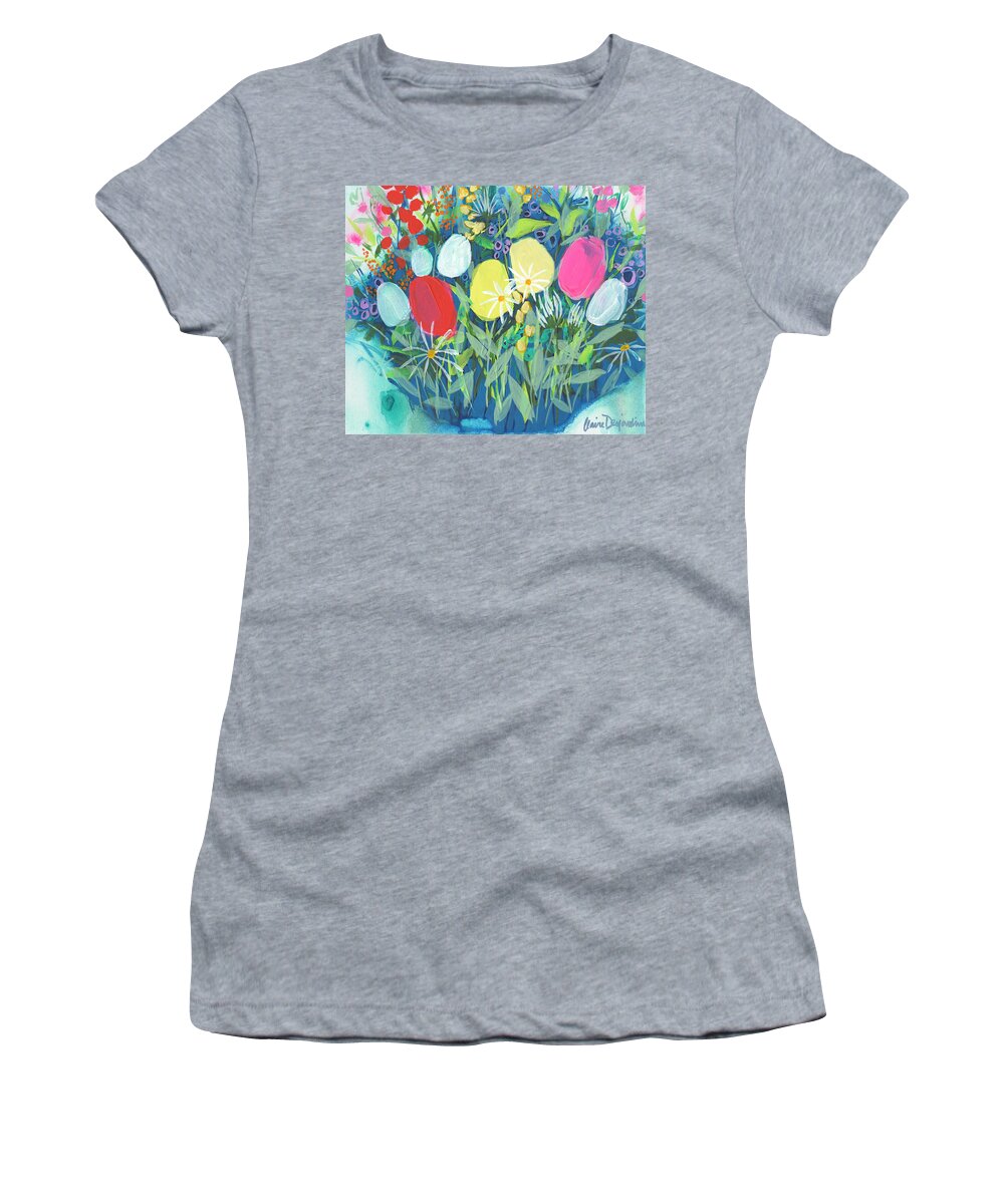 Abstract Women's T-Shirt featuring the painting Feel Like April by Claire Desjardins