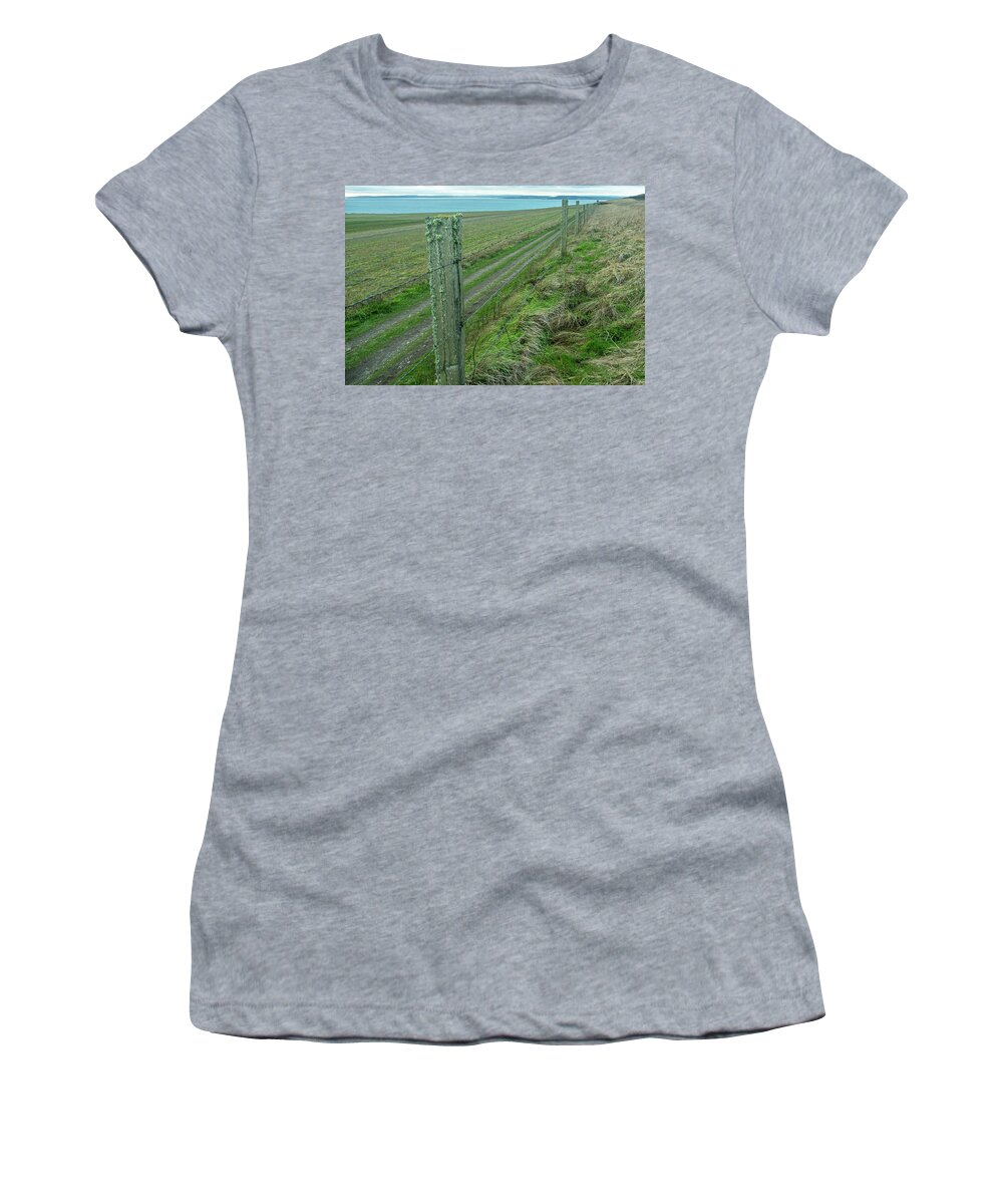 Road Women's T-Shirt featuring the photograph Fence Row by Leslie Struxness