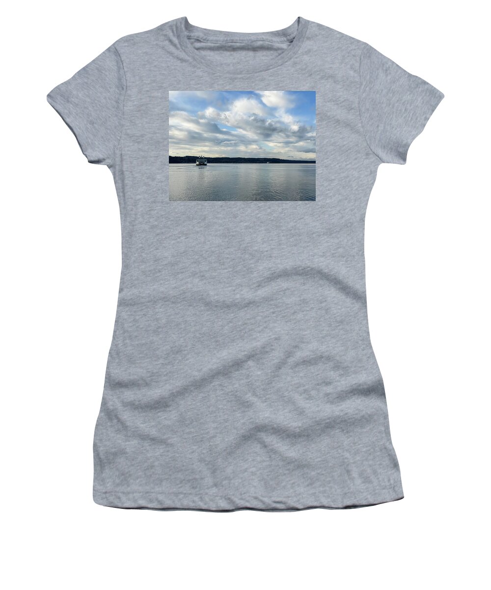 Sea Women's T-Shirt featuring the photograph Ferry in the sea by Anamar Pictures