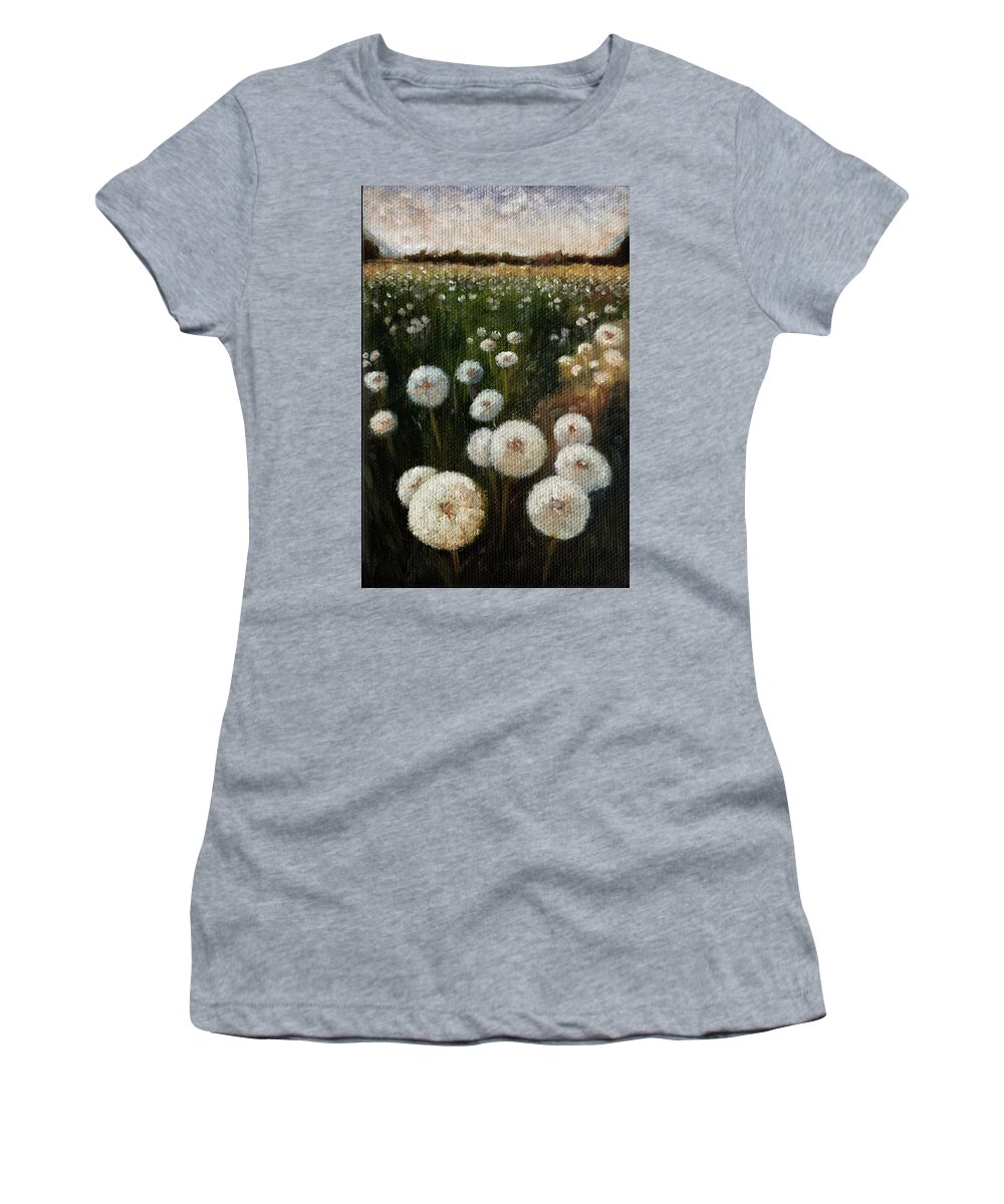 Dandelion Women's T-Shirt featuring the painting Field of Wishes by Tracy Hutchinson