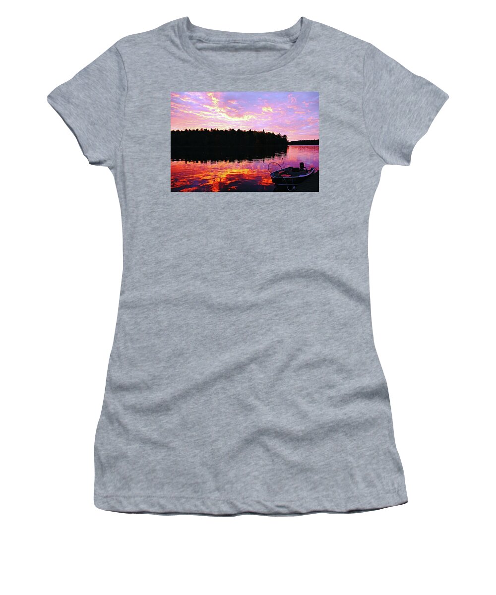 Wolseley Bay Women's T-Shirt featuring the photograph Fiery Dawn by Debbie Oppermann
