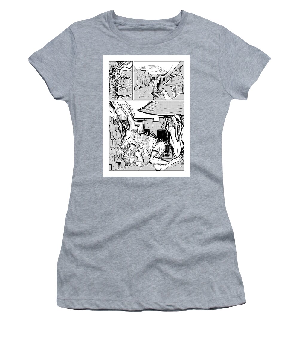 Fight Throw Women's T-Shirt featuring the painting Fight Throw by John Gholson