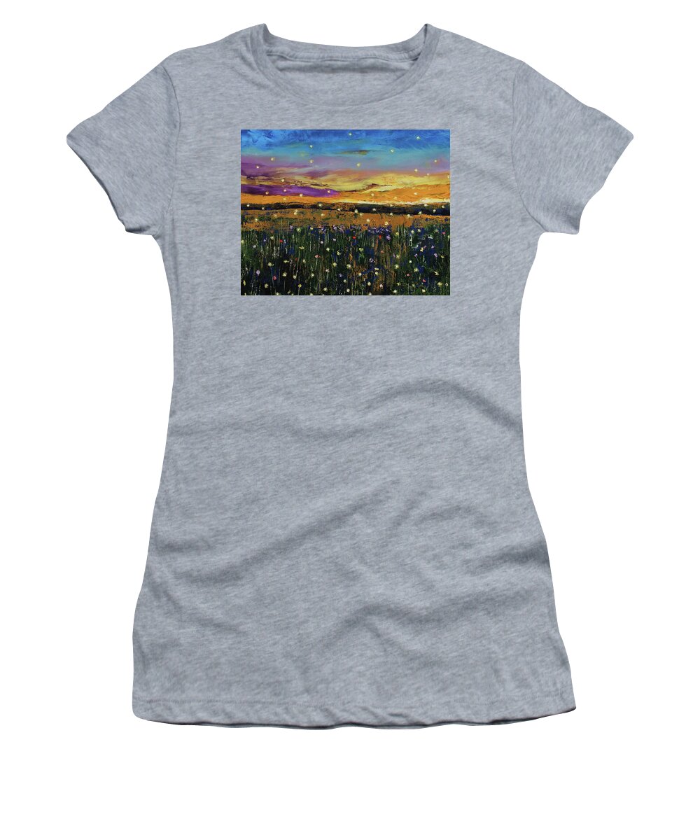 Firefly Women's T-Shirt featuring the painting Fireflies by Michael Creese