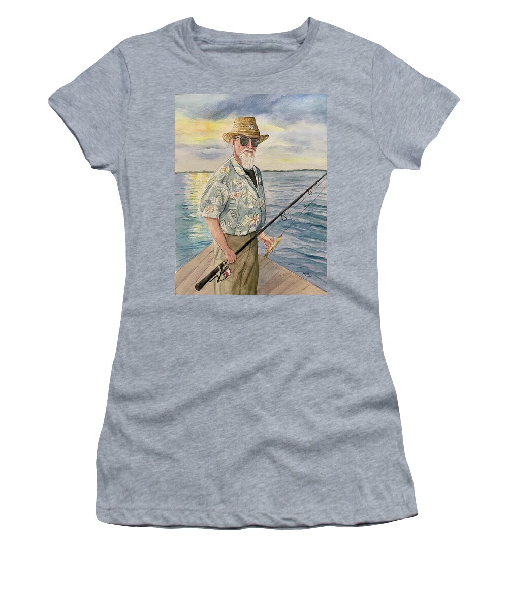 Fisherman Women's T-Shirt featuring the painting Fisherman Ken by Clara Sue Beym