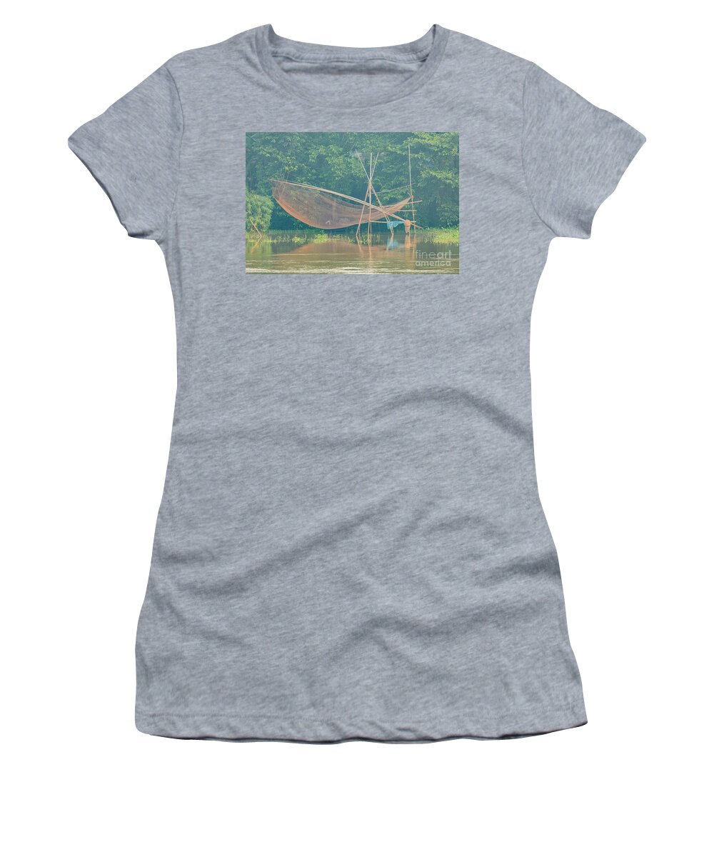 Fishing Women's T-Shirt featuring the photograph Fishing on the Hoogly 09 by Werner Padarin