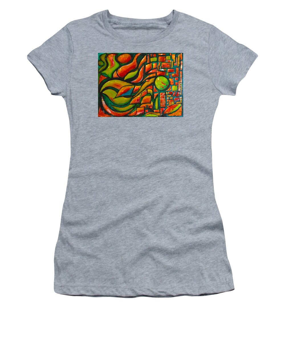 Abstract Women's T-Shirt featuring the painting Flags 2 by Marcello Cicchini