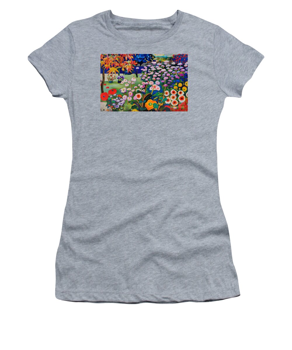 Flowers Women's T-Shirt featuring the painting Flores Fantasticas by Angie Wright