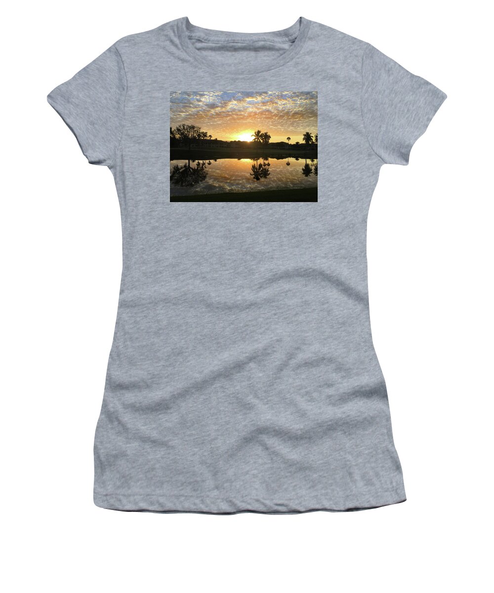 Sunrise Women's T-Shirt featuring the photograph Florida Sunrise Reflection by David T Wilkinson