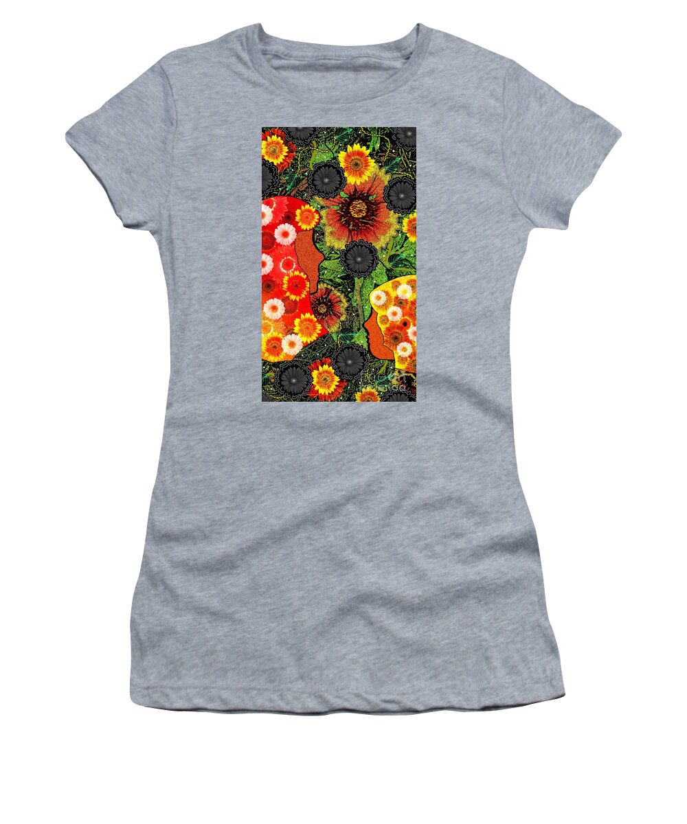 Flower Women's T-Shirt featuring the mixed media Flower Children by Diamante Lavendar