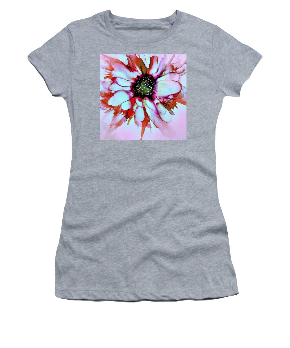 Alcohol Ink Painting Women's T-Shirt featuring the painting Flower for You by Femina Photo Art By Maggie