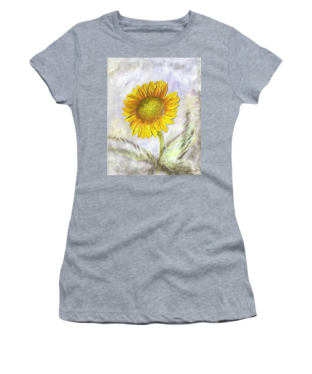 Sunflower Prints Women's T-Shirt featuring the painting Flower of Joy by Gregory Doroshenko