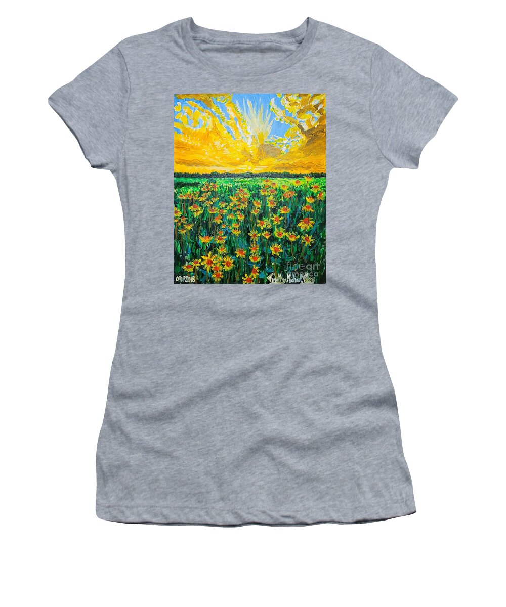 Acrylic Women's T-Shirt featuring the painting Flowers Across the Plains by Timothy Foley