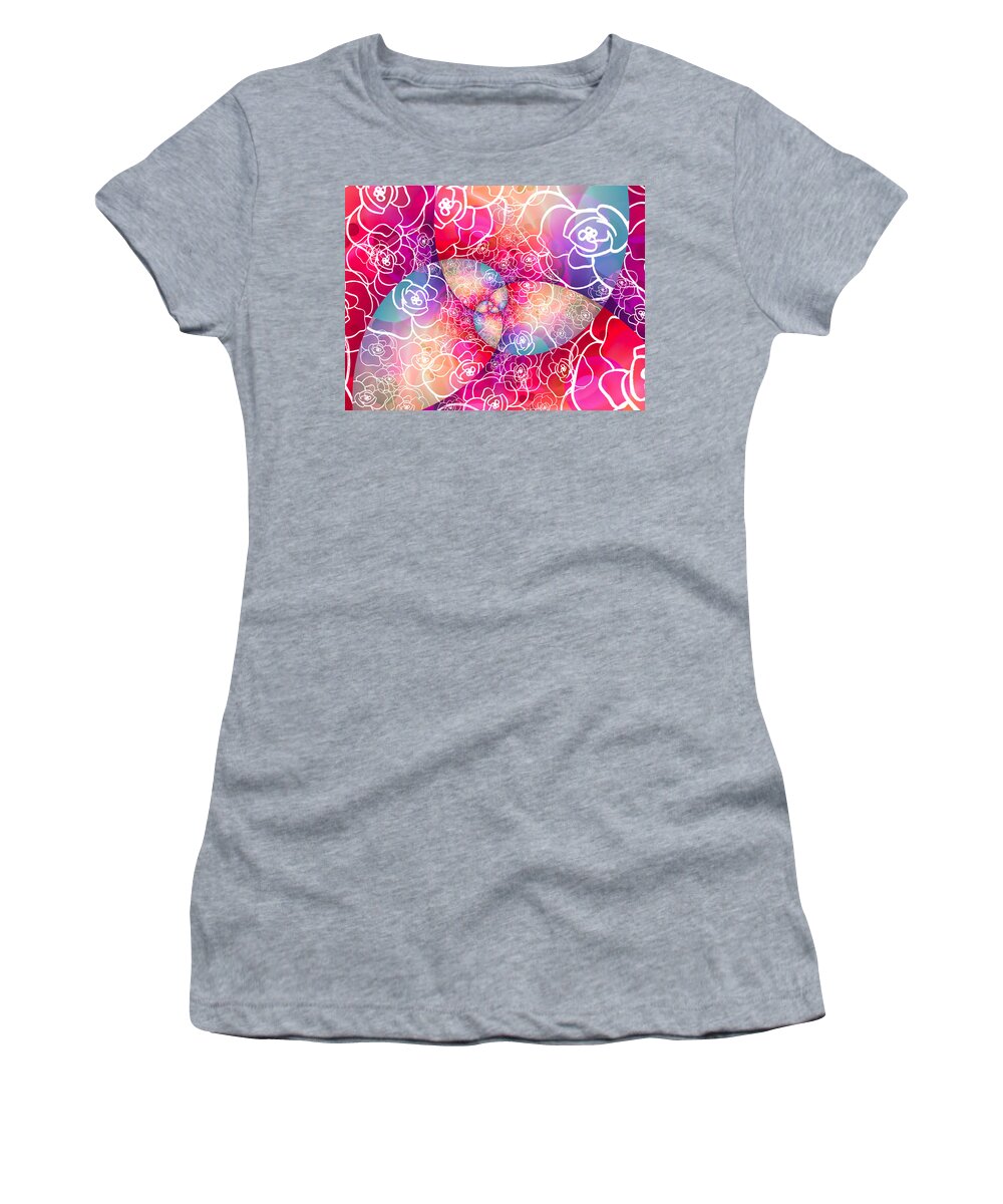  Women's T-Shirt featuring the mixed media Pretty and Pink Spiral by Eileen Backman