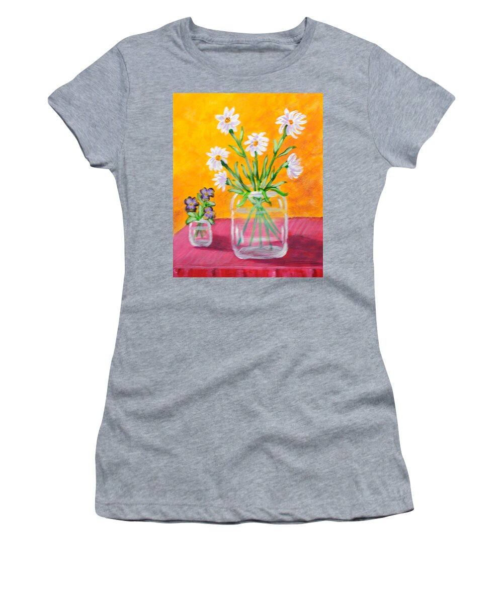 Flowers Women's T-Shirt featuring the painting Flowers in Jars by Nancy Sisco