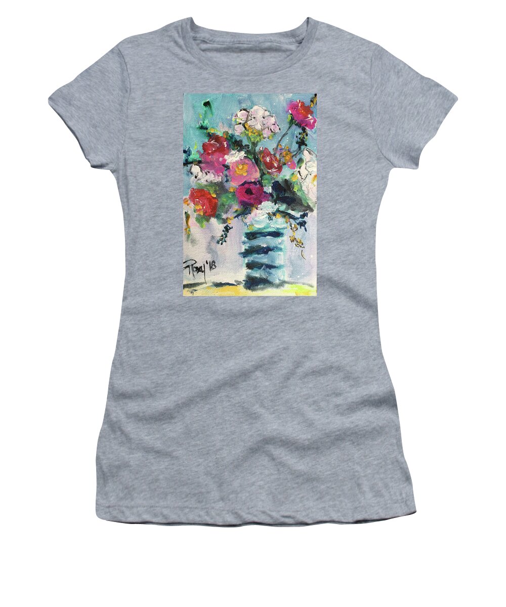 Flowers Women's T-Shirt featuring the painting Flowers Up by Roxy Rich