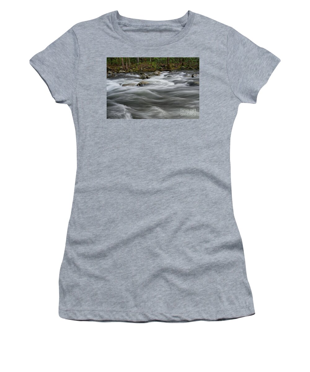 Cascades Women's T-Shirt featuring the photograph Flowing Through the Forest by Phil Perkins