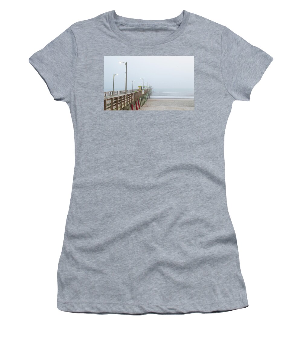Fishing Women's T-Shirt featuring the photograph Foggy Evening at Emerald Isle North Carolina by Bob Decker