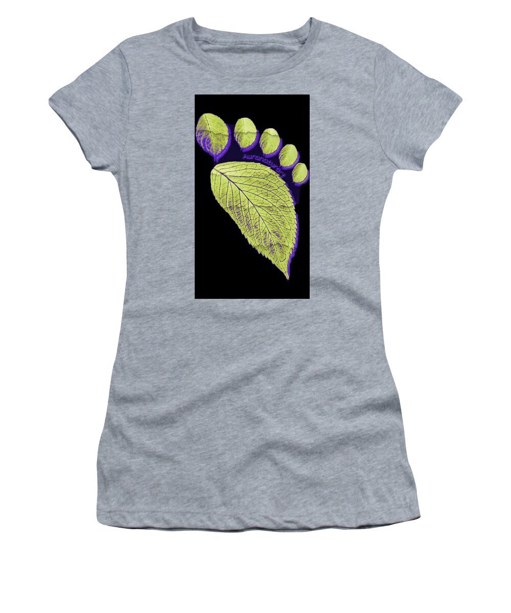 Footprints Women's T-Shirt featuring the photograph FOOTPRINTS BlackSide by Auranatura Art