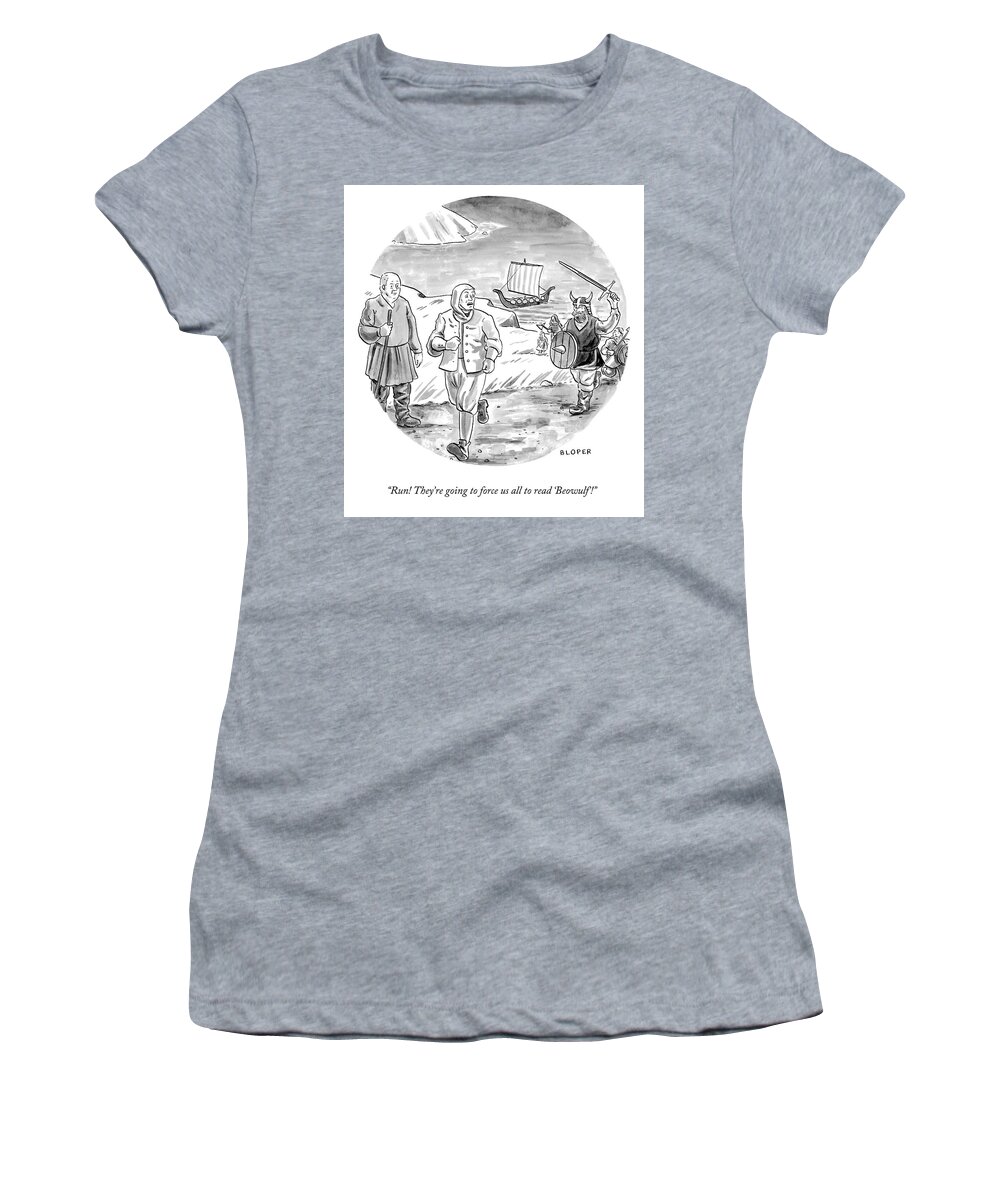 A26485 Women's T-Shirt featuring the drawing Force Us All to Read by Brendan Loper