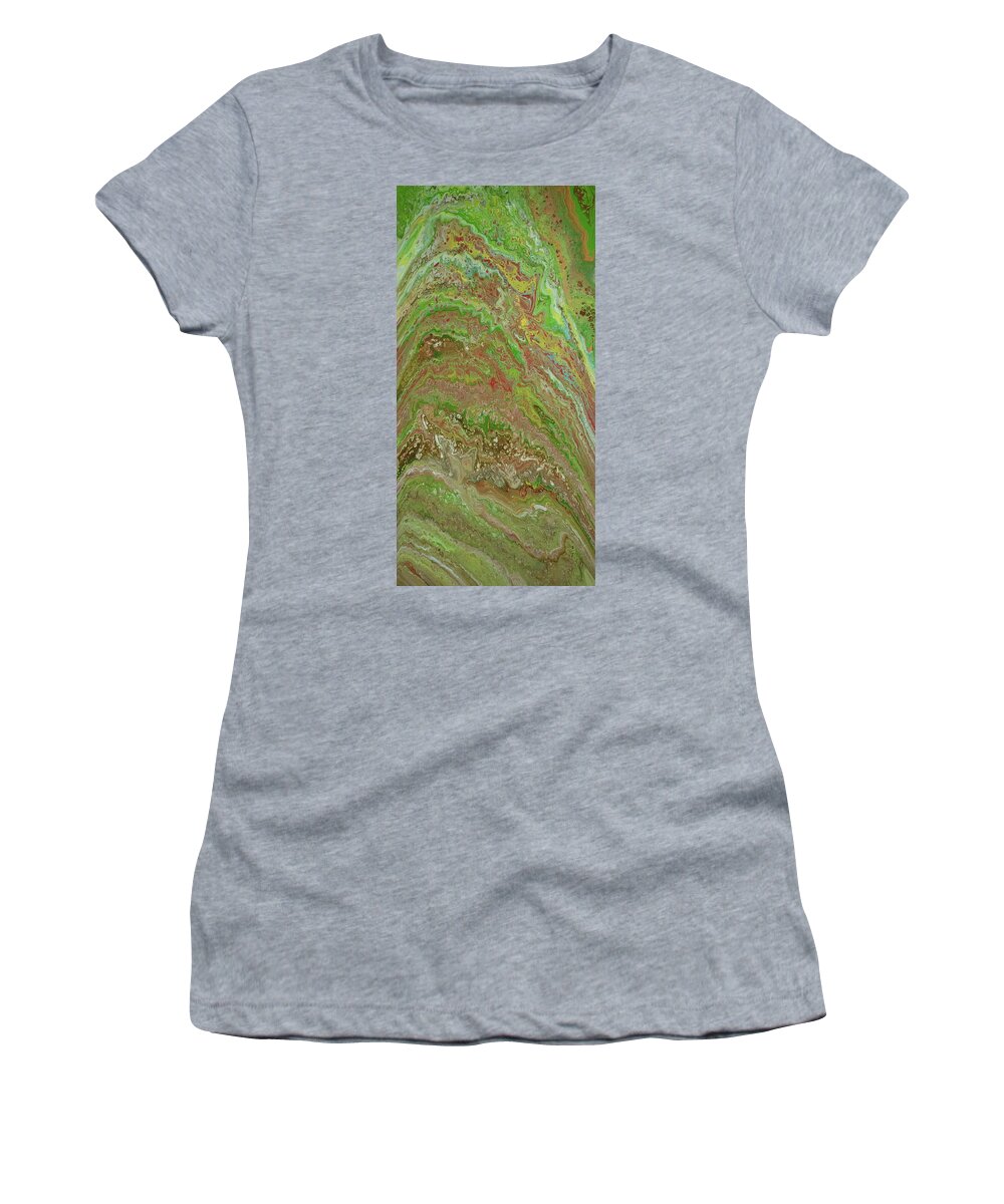 Green Women's T-Shirt featuring the mixed media Forest Pour by Aimee Bruno