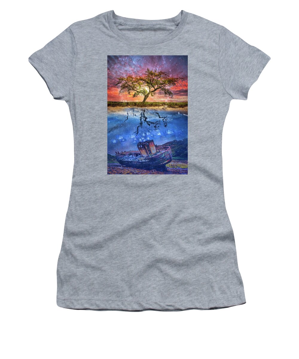 Boats Women's T-Shirt featuring the photograph Forgotten Dreams by Debra and Dave Vanderlaan