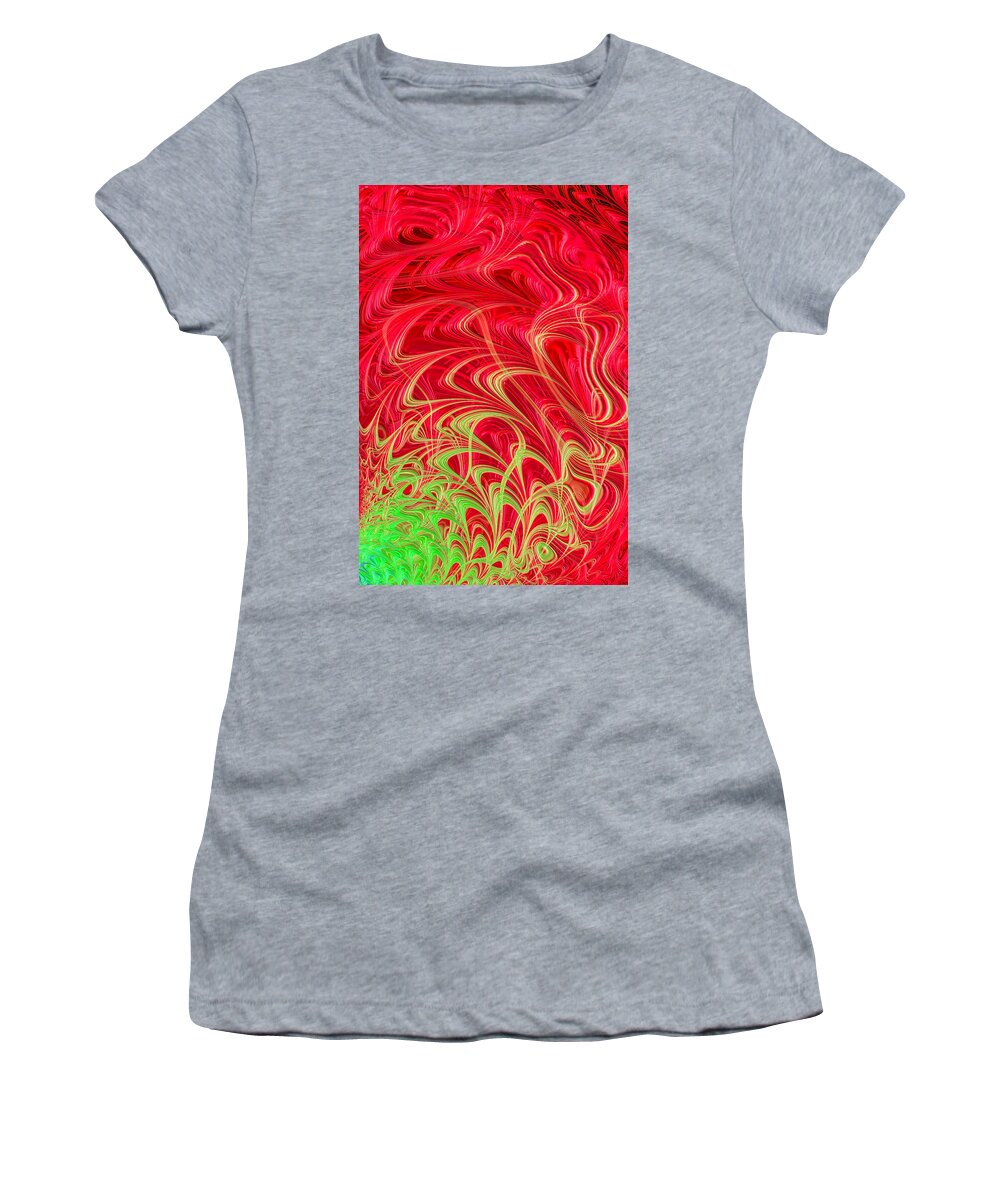 Fractals Women's T-Shirt featuring the digital art Fractal Fire by Vickie Fiveash