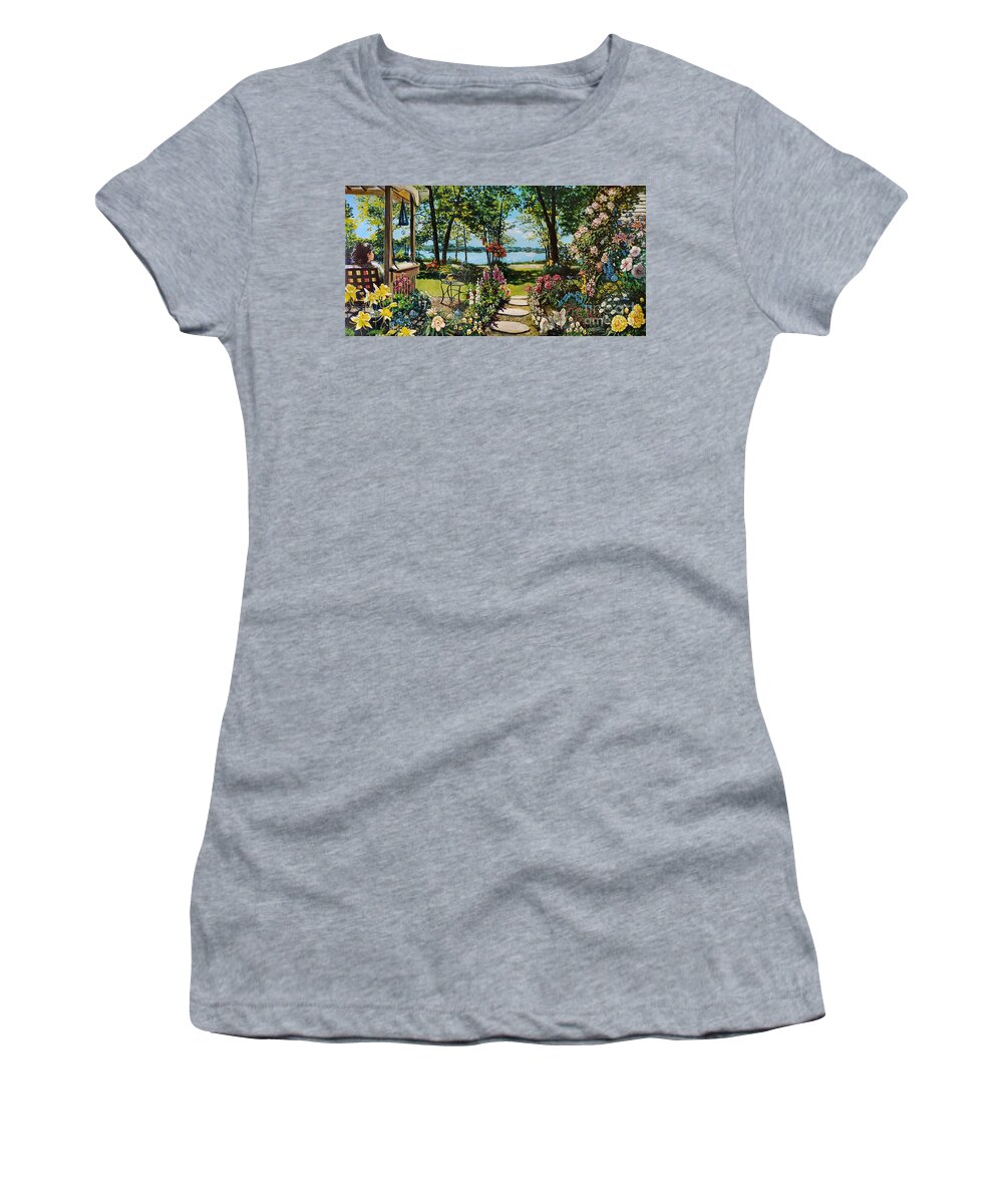 Garden Women's T-Shirt featuring the painting Fran's Garden by Merana Cadorette