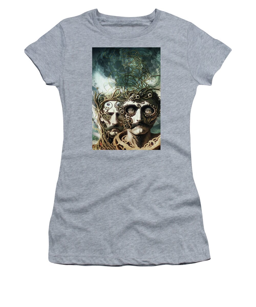 Foggy Women's T-Shirt featuring the digital art Frayed Thinking by Ally White