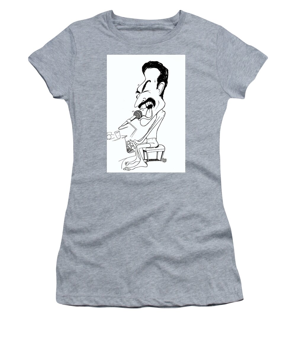 Queen Women's T-Shirt featuring the drawing Freddie Mercury by Michael Hopkins
