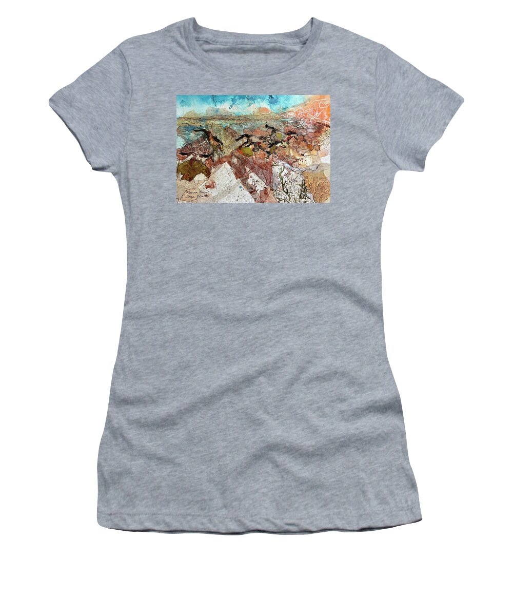 Horses Women's T-Shirt featuring the painting Freedom Fields by Elaine Elliott