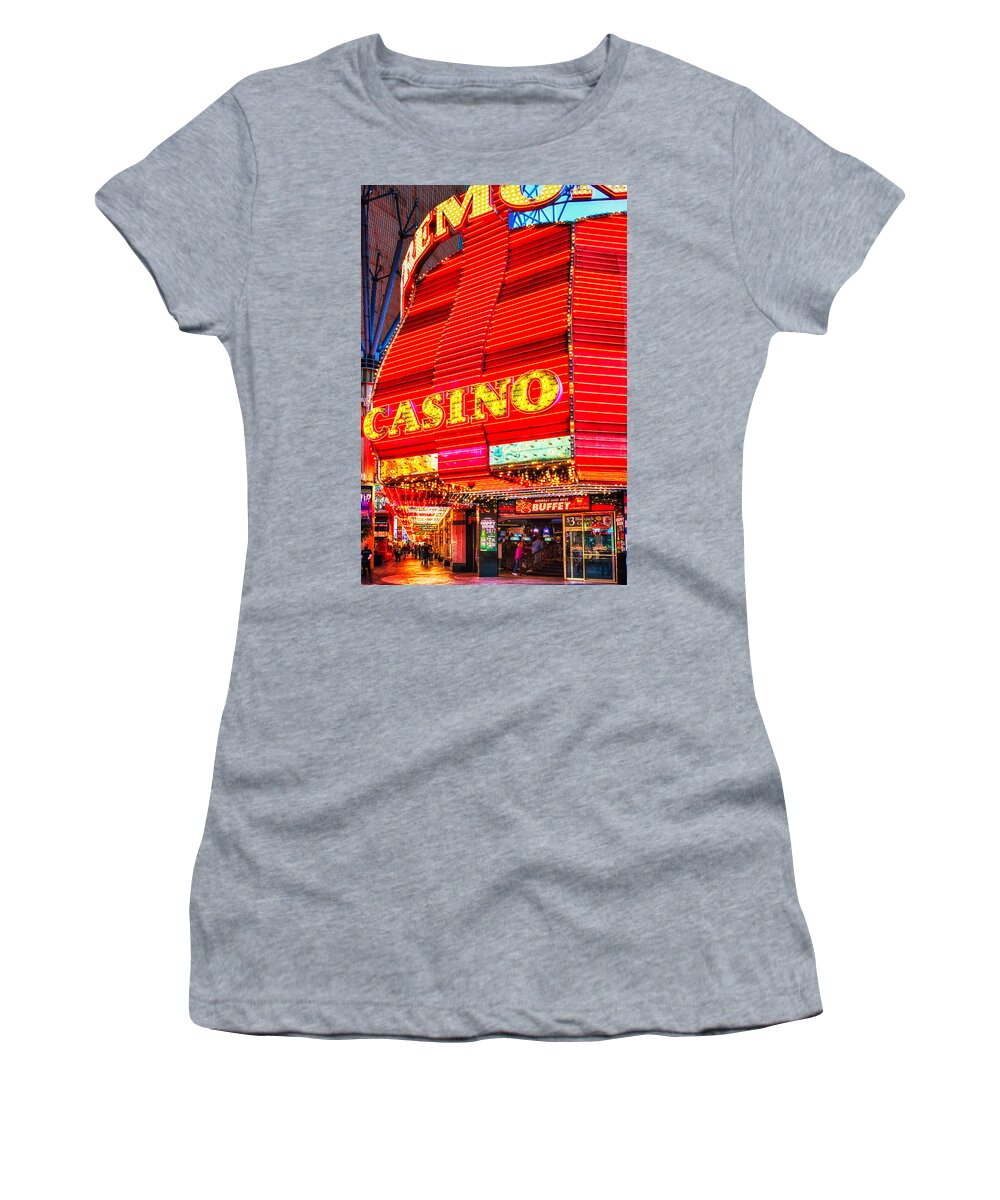 Fremont Casino Women's T-Shirt featuring the digital art Fremont Casino, Las Vegas by Tatiana Travelways